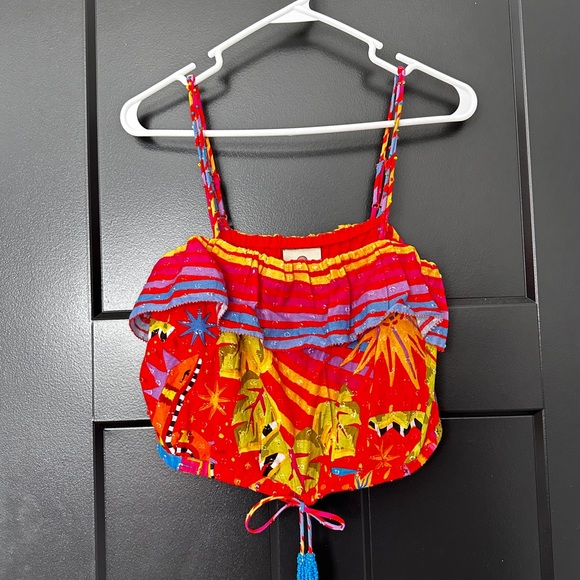 Farm Rio Red Magic Forest Crop Top Small - Picture 5 of 8